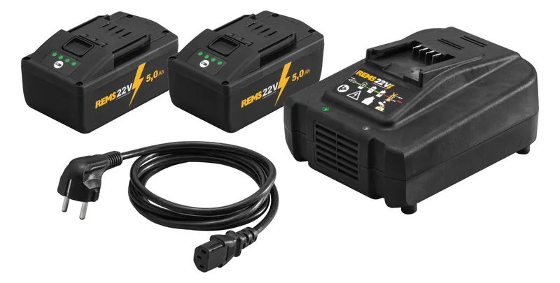 REMS Power-Pack 22V, 5,0Ah Akku x2 +Ladegerät 230 V, 290W