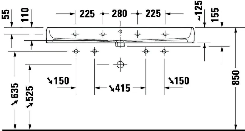 Duravit Qatego Waschtisch 1200mm mit HLB, HL 1,mit ÜL,Weiß HG