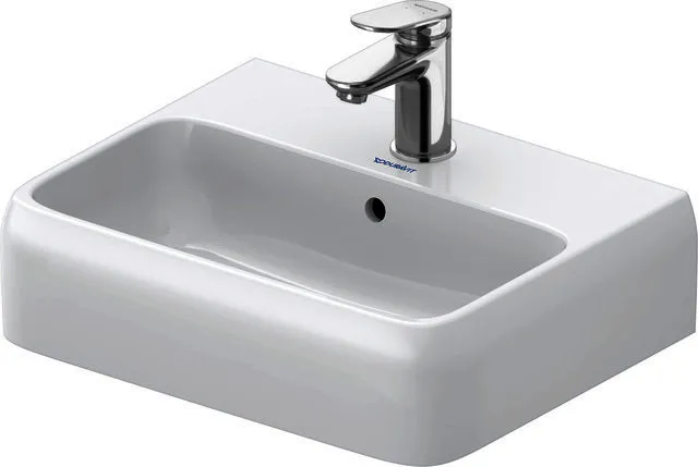 Duravit Qatego Handwaschb. 450mm mit HLB,HL 1,mit ÜL, Weiß HG
