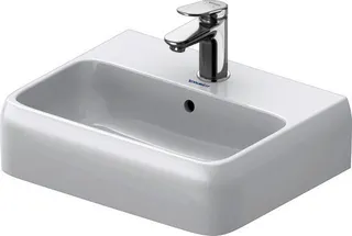 Duravit Qatego Handwaschb. 450mm mit HLB,HL 1,mit ÜL, Weiß HG