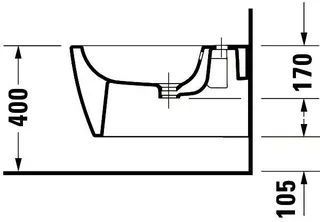Duravit Wand-Bidet 570mm Bento Weiß SDM HYG mit ÜL, mit HLB, 1 HL, Durafix inkl. – Bild 3