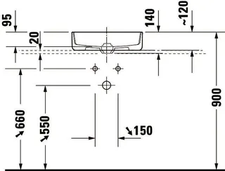 Duravit Aufsatzbecken 460 mm Bento Weiß HYG m.Armaturinsel,o.ÜL,1 HL,geschlif. – Bild 3