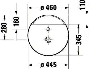 Duravit Aufsatzbecken 460 mm Bento Weiß HYG m.Armaturinsel,o.ÜL,1 HL,geschlif. – Bild 4