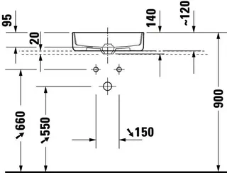 Duravit Aufsatzbecken 460 mm Bento Weiß HYG m.Armaturinsel,o.ÜL,1 HL,geschlif. – Bild 5