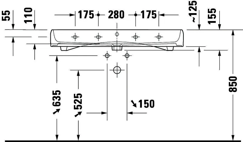 Duravit Qatego Waschtisch 1000mm, geschliffen mit HLB, ohne HL,mit ÜL,Weiß HG