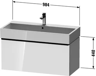 Duravit D-Neo WTU,Wdh,Ausz:1,Gr:Edelstahl Geb 984x442x440mm,Weiß Hochglanz,Dekor