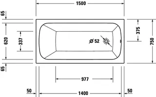 Duravit Qatego Badewanne 1500x750mm Einbau Acryl,Rückenschr.1 Variabel, Weiß – Bild 2
