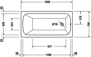 Duravit Qatego Badewanne 1500x750mm Einbau Acryl,Rückenschr.1 Variabel, Weiß – Bild 4