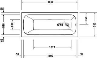 Duravit Qatego Badewanne 1600x700mm Einbau Acryl,Rückenschr.1 Variabel, Weiß – Bild 2