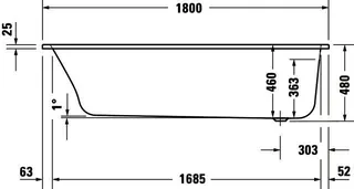 Duravit Qatego Badewanne 1800x800mm Einbau Acryl,Rückenschr.1 Variabel, Weiß – Bild 4