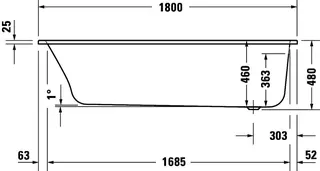 Duravit Qatego Badewanne 1800x800mm Einbau Acryl,Rückenschr.1 Variabel, Weiß – Bild 5