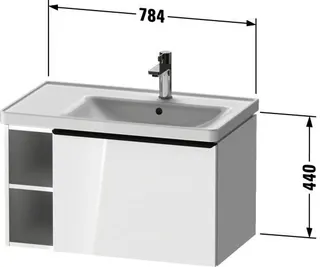 Duravit D-Neo WTU,Wdh,AZ:1,Fä.LI:2,Gr:Chrom 784x452x440mm,Nussbaum Matt, Dekor – Bild 2