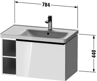 Duravit D-Neo WTU,Wdh,AZ:1,Fä.LI:2,Gr:Chrom 784x452x440mm,Nussbaum Matt, Dekor – Bild 3