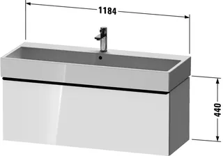 Duravit D-Neo WTU,Wdh,Ausz:1,Gr:Edelstahl Geb 1184x442x440mm,Weiß Hochglanz,Dekor