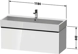 Duravit D-Neo WTU,Wdh,Ausz:1,Gr:Edelstahl Geb 1184x442x440mm,Weiß Hochglanz,Dekor – Bild 2
