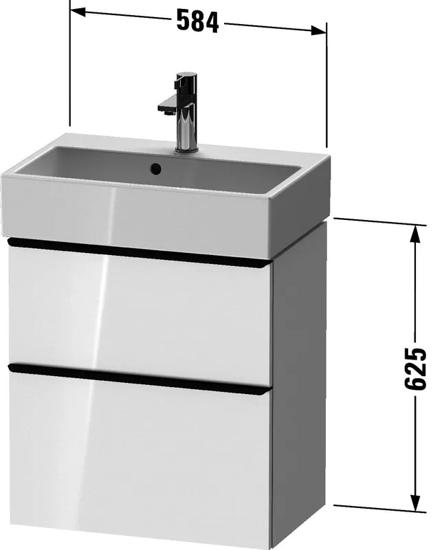 Duravit D-Neo WTU,Ausz:1,Schubk:1,GR:Dia.Schw 584x372x625mm,Wandh,Weiß Hochglanz,Dek.