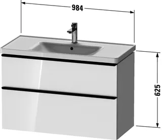 Duravit D-Neo WTU,Ausz:1,Schubk:1,GR:Dia.Schw 984x452x625mm,Wandh,Basalt Matt,Dekor – Bild 2
