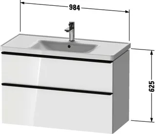 Duravit D-Neo WTU,Ausz:1,Schubk:1,GR:Dia.Schw 984x452x625mm,Wandh,Basalt Matt,Dekor – Bild 3