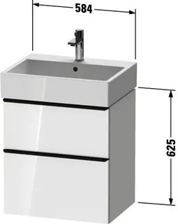 Duravit D-Neo WTU,Ausz:1,Schubk:1,GR:Chrom 584x442x625mm,Wandh,Graphit Matt,Dekor – Bild 2