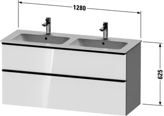 Duravit D-Neo WTU,Ausz:1,Schubk:1,GR:Chrom 1280x462x625mm,Wandh,Weiß Hochglanz,Dek.