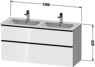 Duravit D-Neo WTU,Ausz:1,Schubk:1,GR:Chrom 1280x462x625mm,Wandh,Weiß Hochglanz,Dek. – Bild 2
