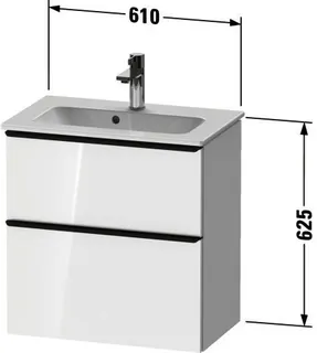 Duravit D-Neo WTU,Ausz:1,Schubk:1,GR:Chrom 610x372x625mm,Wandh,Weiß Hochglanz,Dek. – Bild 2