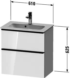 Duravit D-Neo WTU,Ausz:1,Schubk:1,GR:Chrom 610x372x625mm,Wandh,Weiß Hochglanz,Dek. – Bild 3