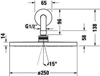 Duravit Kopfbrausenset Minus Flow, D250, Rund Brausearm 410mm, Chrom HG – Bild 2