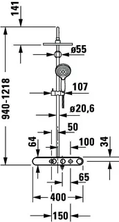 Duravit Duschsyst.Shelf 1050 MinusFlow Brausethermostat, Chrom Weiß Hochglanz – Bild 5