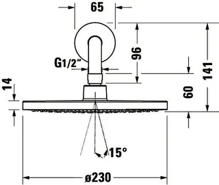 Duravit Kopfbrausenset Minus Flow, D230, Rund Brausearm 410mm, Chrom HG – Bild 4