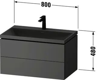 Duravit Vitrium c-shaped Set,Wdh,o.ÜL,m.HL, 800x480x480mm,Schubk:2,Hellgrau Mtt,Lack