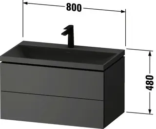Duravit Vitrium c-shaped Set,Wdh,o.ÜL,m.HL, 800x480x480mm,Schubk:2,Hellgrau Mtt,Lack – Bild 2