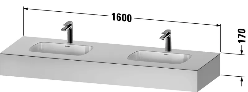 Duravit Qatego Einbau-Waschtisch m.Konsole,o.HLB,m.ÜL 1600x550x170mm,WP:2,Weiß Matt,Dekor
