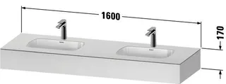 Duravit Qatego Einbau-Waschtisch m.Konsole,o.HLB,m.ÜL 1600x550x170mm,WP:2,Weiß Matt,Dekor – Bild 2