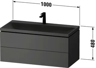 Duravit Vitrium c-shaped Set,Wdh,o.ÜL,m.HL, 1000x480x480mm,Schubk:2,Zimt Matt,Lack – Bild 3