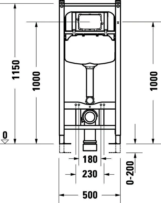 Duravit DuraSyst. für WWC, Basic,Trockenbau Höhe 1150,Spülbed.mechanisch Vorne