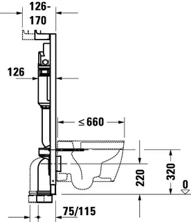 Duravit DuraSyst. für WWC, Basic,Trockenbau Höhe 1150,Spülbed.mechanisch Vorne – Bild 2