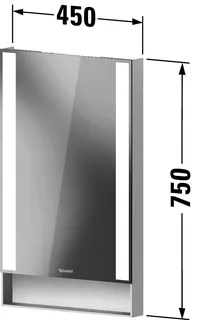 Duravit Qatego Spiegel,mit Beleuchtung,Wdhg, Wandmontage 450x65x750mm,Graphit Matt – Bild 3