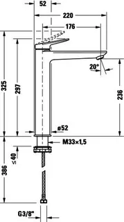 Duravit Wave Einhebel-Waschtisch-Mischer XL ohne Zugstange, Chrom HG – Bild 4