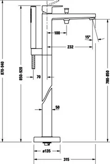 Duravit Manhattan Einh-Wannenmischer bodenst. Keramikmischsystem, Chrom HG – Bild 2