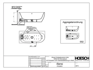 Hoesch WP iSensi Eck 1600x750 links Befüllung Weiß, iSensi Syst., Motor links – Bild 2