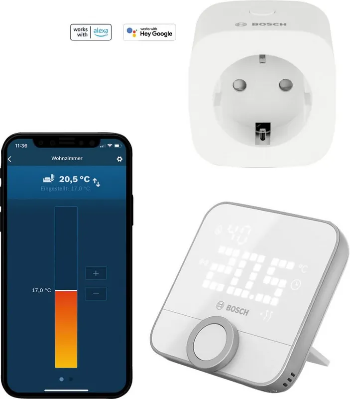 BOSCH Einzelraumregelung Erweiterungsset 1x Raumthermostat II, 1x Zwischenstecker