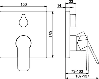 SCALIDO-Wannenarmatur D2 Unterputz- Fertigmontageset Rosette eckig schwarz – Bild 2