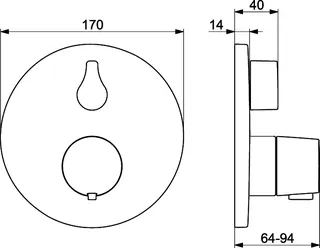 SCALIDO-Brausethermostat D2 Unterputz- Fertigmontageset 1 Verbr Rosette rund sw – Bild 2