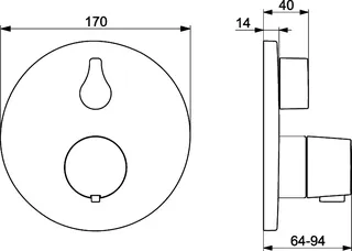 SCALIDO-Wannenthermostat D2 Unterputz- Fertigmontageset 2 Verbr Rosette rund sw – Bild 2