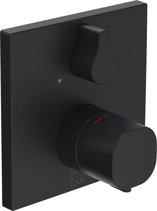SCALIDO-Brausethermostat D2 Unterputz- Fertigmontageset 1Verbr Rosette eckig sw