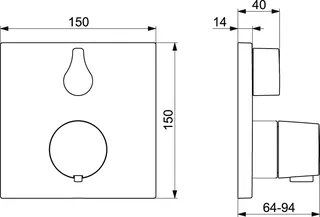 SCALIDO-Wannenthermostat D2 Unterputz- Fertigmontageset 2Verbr Rosette eckig sw – Bild 2