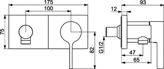 SCALIDO-Brausearmatur D3 Unterputz- Fertigset 1 Verbr WAB, Rosette eckig sw – Bild 2