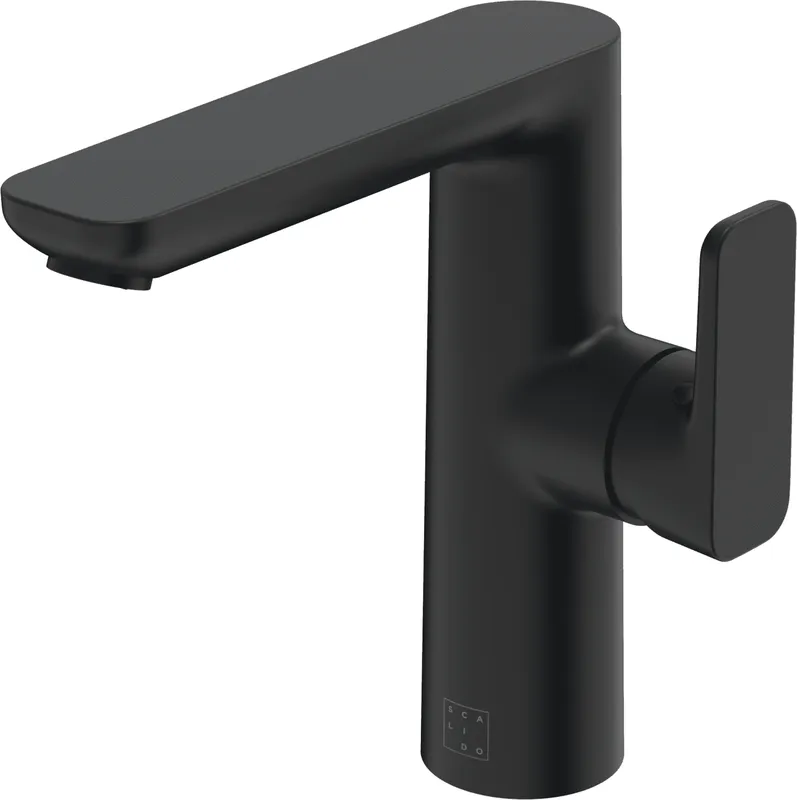 SCALIDO-Waschtischarmatur D2 L Attrappe seitlich bedienbar Acrylsockel schwarz