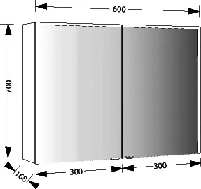 sanibel-Spiegelschrank ALU-PLUS A23 600x700x168mm LED-Beleuchtung 2-türig – Bild 2